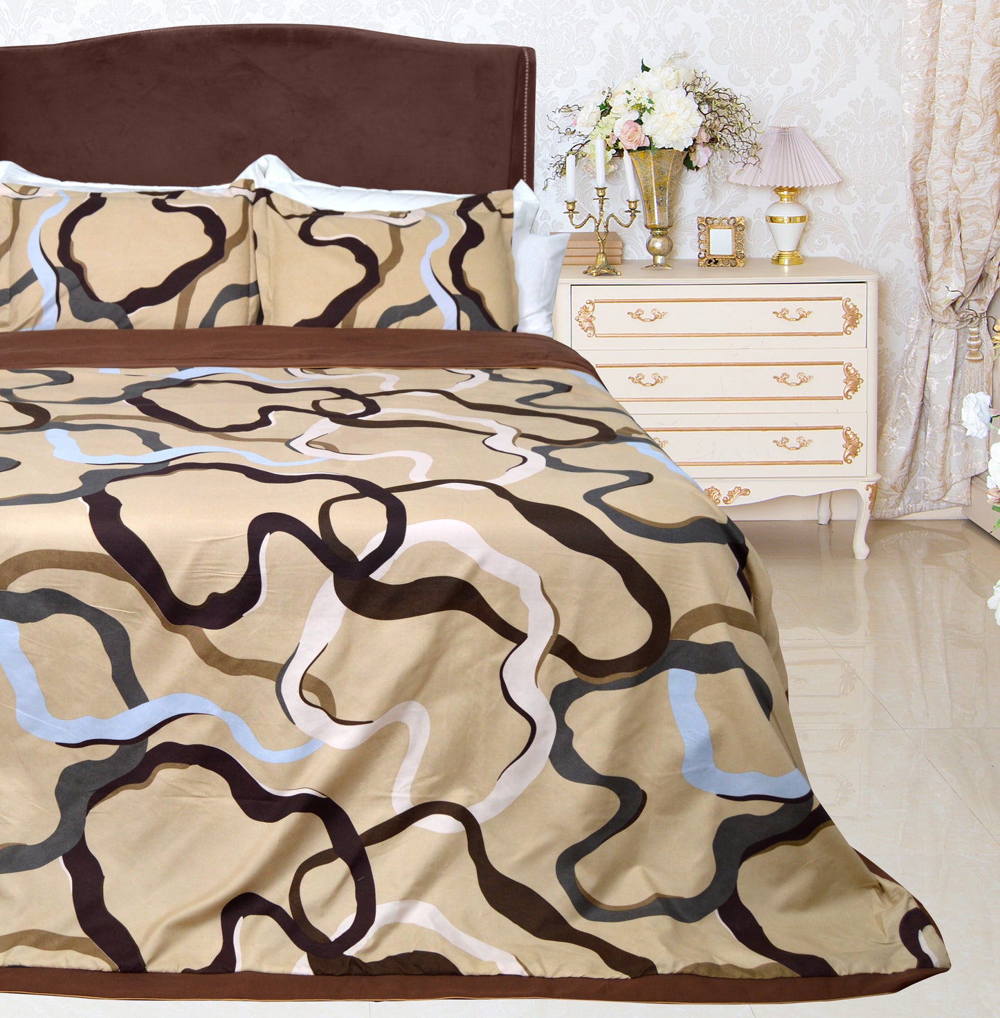 BROWN BEDDING SET OF 4 SUPER KING