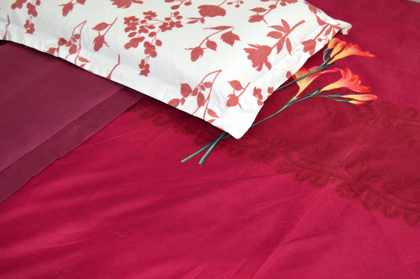 MAROON MELODY BEDDING SET OF 4